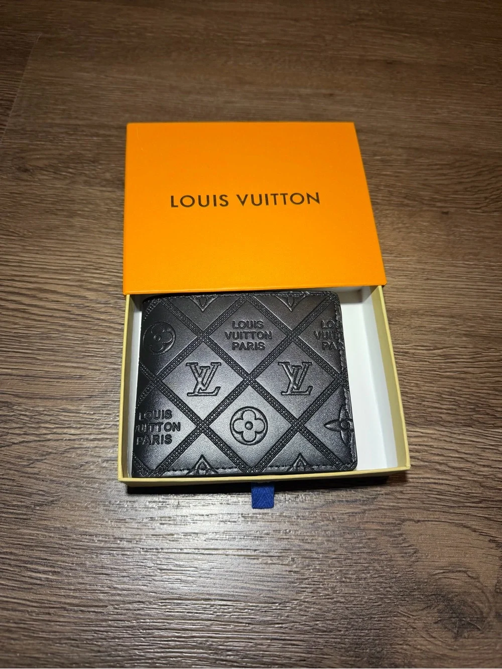 Louis Vuitton Black Embossed Monogram Money Clip Wallet